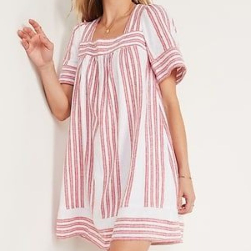 Old Navy Striped Linen-Blend Swing Dress